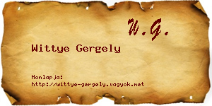 Wittye Gergely névjegykártya